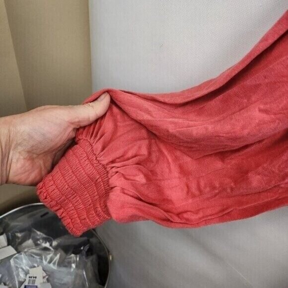 CABLE & Gauge Womens BOHO Top Size 1X Orange Lace Accent Balloon Sleeve Peasant - Picture 4 of 8